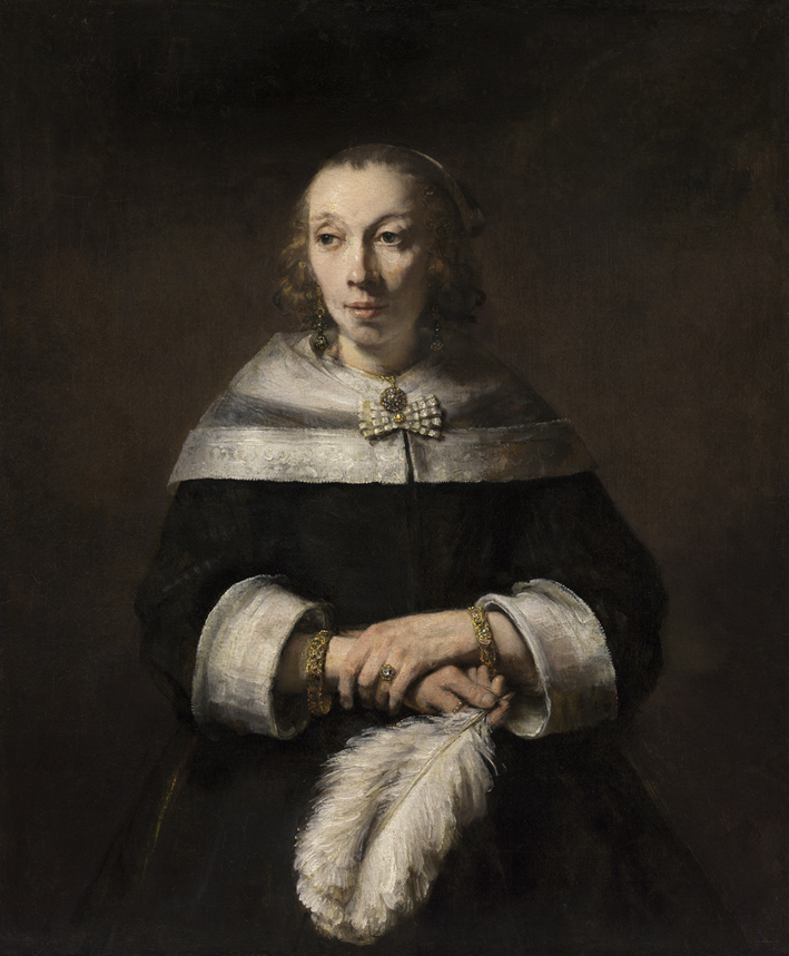  伦勃朗·梵·莱茵 Rembrandt van Rijn——拿着鸵鸟羽毛扇的女子肖像